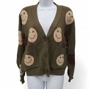 Forever 21 Womens Smiley Face Sweater Cardigan Size Small